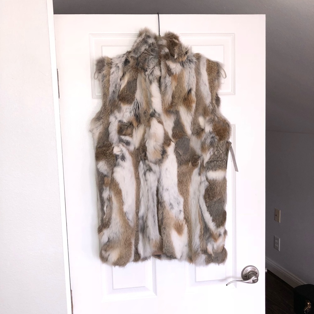 Adrienne Landau textured rabbit fur vest